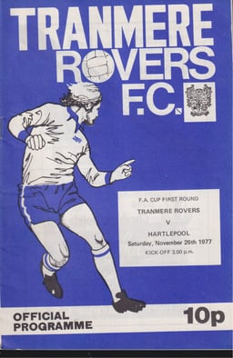 Tranmere Rovers v Hartlepool United Match Programme 1977-11-26